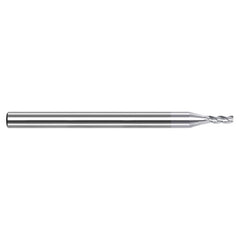 Variable Helix End Mills for Aluminum Alloys - 0.0310″ (1/32″) Cutter Diameter × 0.0030″ Radius × 0.1560″ (5/32″) Length of Cut Carbide Corner Radius End Mill for Aluminum Alloys, 3 Flutes, TiB2 Coated
