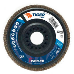 4-1/2″ Tiger Disc Abrasive Flap Disc, Angled, Trimmable Backing, 120Z, 7/8″ Arbor Hole - Americas Industrial Supply