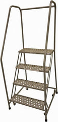 Cotterman - 70" 4 Step Rolling Warehouse Ladder - Rolling Safety Ladder, 450 Lb Capacity, 40" Platform Height, 30" Base Width x 31" Base Depth, Expanded Metal Tread - Americas Industrial Supply