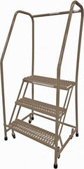 Cotterman - 60" 3 Step Rolling Warehouse Ladder - Rolling Safety Ladder, 450 Lb Capacity, 30" Platform Height, 30" Base Width x 26" Base Depth, Serrated Steel - Americas Industrial Supply