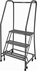 Cotterman - 60" 3 Step Rolling Warehouse Ladder - Rolling Safety Ladder, 450 Lb Capacity, 30" Platform Height, 30" Base Width x 30" Base Depth, Expanded Metal Tread - Americas Industrial Supply