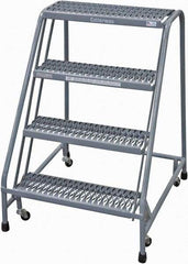 Cotterman - 40" 4 Step Rolling Warehouse Ladder - Rolling Safety Ladder, 450 Lb Capacity, 40" Platform Height, 30" Base Width x 31" Base Depth, Serrated Steel - Americas Industrial Supply