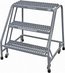 Cotterman - 30" 3 Step Rolling Warehouse Ladder - Rolling Safety Ladder, 450 Lb Capacity, 30" Platform Height, 30" Base Width x 26" Base Depth, Serrated Steel - Americas Industrial Supply