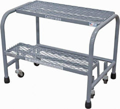 Cotterman - 20" 2 Step Rolling Warehouse Ladder - Rolling Safety Ladder, 450 Lb Capacity, 20" Platform Height, 18" Base Width x 19" Base Depth, Expanded Metal Tread - Americas Industrial Supply