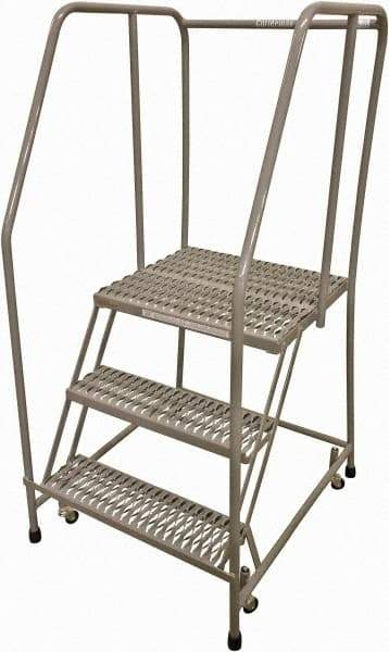 Cotterman - 60" 3 Step Rolling Warehouse Ladder - Rolling Safety Ladder, 450 Lb Capacity, 30" Platform Height, 20" Base Width x 36" Base Depth, Serrated Steel - Americas Industrial Supply