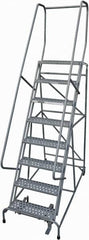 Cotterman - 110" 8 Step Rolling Warehouse Ladder - Rolling Safety Ladder, 450 Lb Capacity, 80" Platform Height, 32" Base Width x 71" Base Depth, Perforated Tread - Americas Industrial Supply