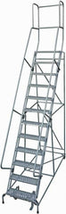 Cotterman - 162" 12 Step Rolling Warehouse Ladder - Rolling Safety Ladder, 450 Lb Capacity, 120" Platform Height, 32" Base Width x 88" Base Depth, Expanded Metal Tread - Americas Industrial Supply