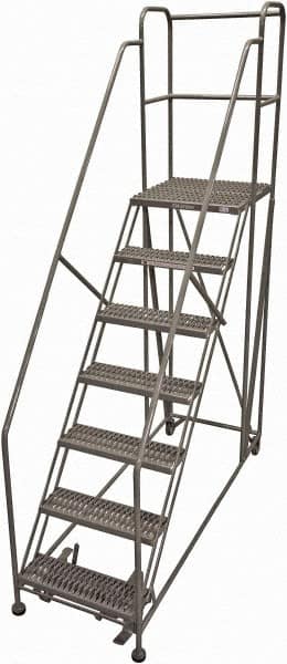 Cotterman - 106" 7 Step Rolling Work Platform - Rolling Work Platform, 800 Lb Capacity, 70" Platform Height, 40" Base Width x 87" Base Depth, Serrated Steel - Americas Industrial Supply