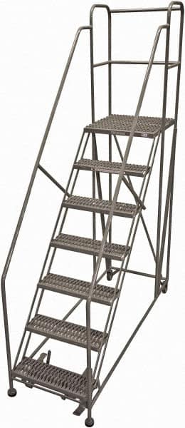 Cotterman - 106" 7 Step Rolling Work Platform - Rolling Work Platform, 800 Lb Capacity, 70" Platform Height, 28" Base Width x 75" Base Depth, Serrated Steel - Americas Industrial Supply