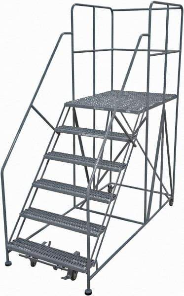 Cotterman - 96" 6 Step Rolling Work Platform - Rolling Work Platform, 800 Lb Capacity, 60" Platform Height, 28" Base Width x 78" Base Depth, Serrated Steel - Americas Industrial Supply