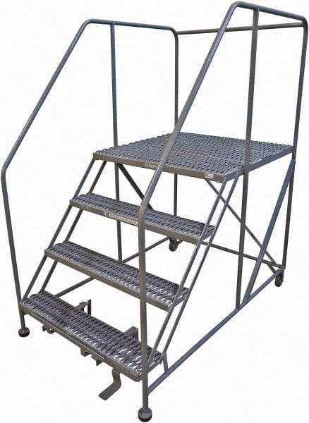 Cotterman - 70" 4 Step Rolling Work Platform - Rolling Work Platform, 800 Lb Capacity, 40" Platform Height, 40" Base Width x 74" Base Depth, Serrated Steel - Americas Industrial Supply