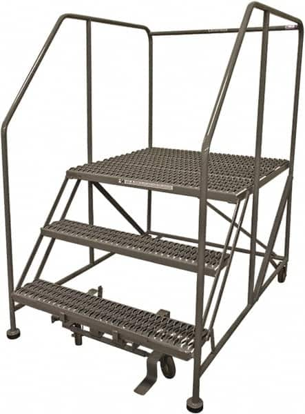 Cotterman - 60" 3 Step Rolling Work Platform - Rolling Work Platform, 800 Lb Capacity, 30" Platform Height, 40" Base Width x 65" Base Depth, Serrated Steel - Americas Industrial Supply