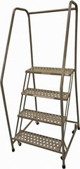 Cotterman - 70" 4 Step Rolling Warehouse Ladder - Rolling Safety Ladder, 450 Lb Capacity, 40" Platform Height, 30" Base Width x 43" Base Depth, Perforated Tread - Americas Industrial Supply