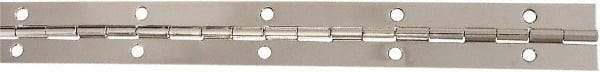 National Mfg. - 12" Long x 1-1/16" Wide, Steel Satin Nickel Coating Continuous Hinge - 0.042" Thick with Holes - Americas Industrial Supply