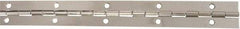 National Mfg. - 12" Long x 1-1/16" Wide, Steel Satin Nickel Coating Continuous Hinge - 0.042" Thick with Holes - Americas Industrial Supply