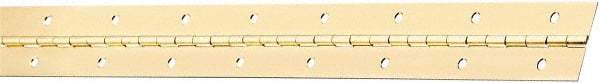 National Mfg. - 48" Long x 1-1/2" Wide, Steel Brass Finish Continuous Hinge - 0.042" Thick with Holes - Americas Industrial Supply