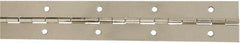 National Mfg. - 12" Long x 1-1/2" Wide, Steel Satin Nickel Coating Continuous Hinge - 0.042" Thick with Holes - Americas Industrial Supply