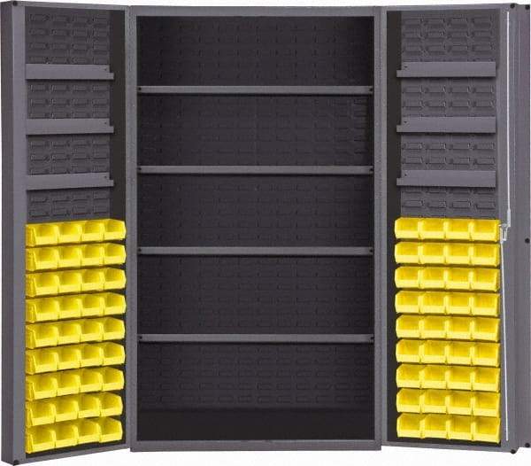 Durham - 16 Shelf 72 Bin Storage Cabinet - Steel, 48" Wide x 24" Deep x 72" High, Gray - Americas Industrial Supply