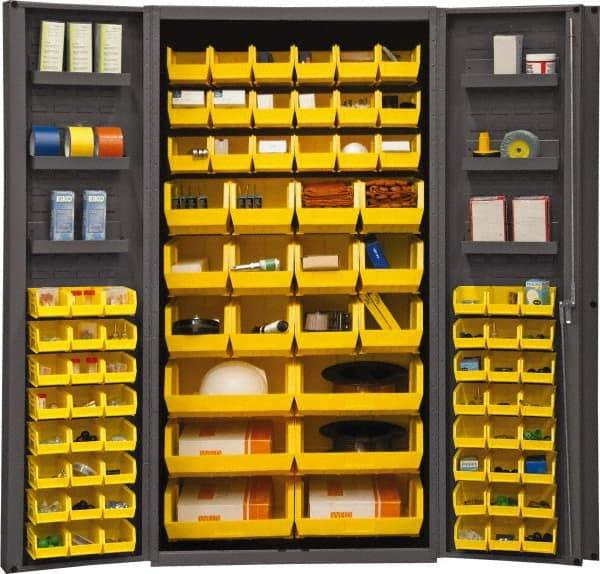 Durham - 6 Shelf 78 Bin Storage Cabinet - Steel, 36" Wide x 24" Deep x 72" High, Gray - Americas Industrial Supply