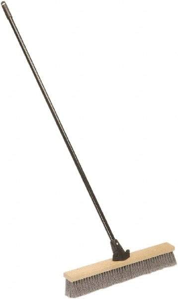 Ability One - 24" Medium Duty Polypropylene Push Broom - Wood Block, Bolt-On Handle Connection - Americas Industrial Supply