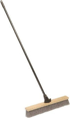 Ability One - 24" Medium Duty Polypropylene Push Broom - Wood Block, Bolt-On Handle Connection - Americas Industrial Supply