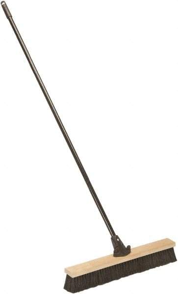 Ability One - 24" Medium Duty Polypropylene Push Broom - Wood Block, Bolt-On Handle Connection - Americas Industrial Supply