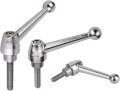 KIPP - M20, Steel Threaded Stud Adjustable Clamping Handle - 2.3622" Thread Length, Silver Handle with Threaded Stud - Americas Industrial Supply