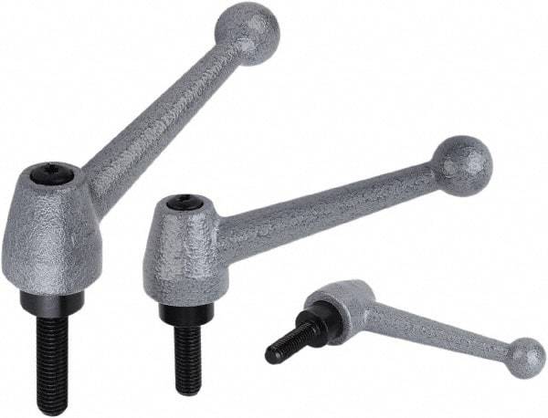 KIPP - M12, Stainless Steel Threaded Stud Adjustable Clamping Handle - 2.3622" Thread Length, Metallic Handle with Threaded Stud - Americas Industrial Supply
