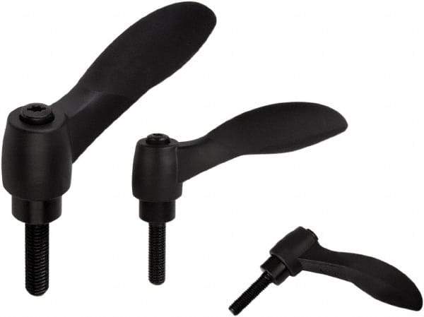 KIPP - M8, Fiberglass Reinforced Plastic & Thermoplastic SEBS Threaded Stud Adjustable Clamping Handle - 91.2mm OAL, 56.1mm High - Americas Industrial Supply