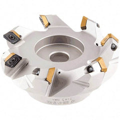 Iscar - 134.4, 135.7, 137.1mm Cut Diam, 40mm Arbor Hole, 5.5mm Max Depth of Cut, 42° Indexable Chamfer & Angle Face Mill - 8 Inserts, OE.. 060405\xB6OEMW 060405-AETN\xB6REMT 1505-LM-76 Insert, Right Hand Cut, 8 Flutes, Through Coolant, Series Heliocto - Americas Industrial Supply