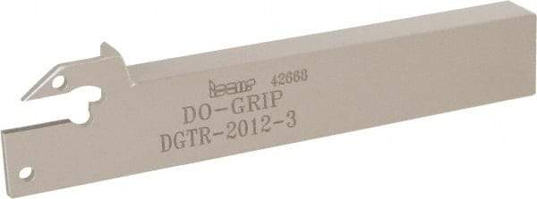 Iscar - External Thread, 1.378" Max Depth of Cut, 3mm Min Groove Width, 125mm OAL, Right Hand Indexable Grooving Cutoff Toolholder - 20mm Shank Height x 12mm Shank Width, DGN/DGR/GRIP Insert Style, DGT Toolholder Style, Series Do-Grip - Americas Industrial Supply