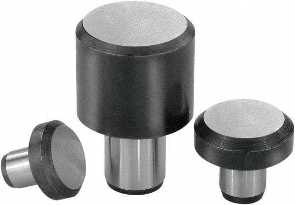 KIPP - 0.6496" OAL, 0.315" Head Height, 0.3937" OD, Tool Steel, Ground, Press Fit Rest Button - Uncoated, 0.2362" Pin Diam - Americas Industrial Supply