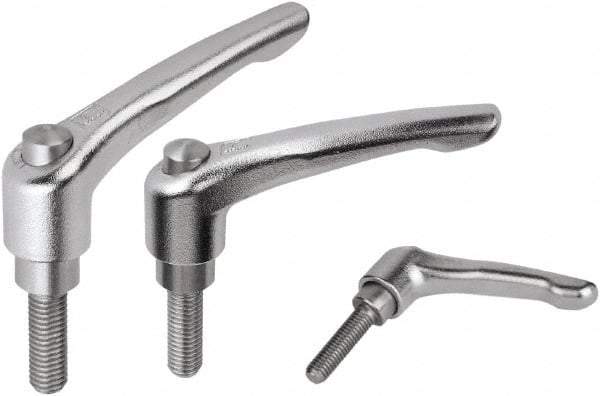 KIPP - M6, Stainless Steel Threaded Stud Adjustable Clamping Handle - 74.5mm OAL, 45.5mm High - Americas Industrial Supply