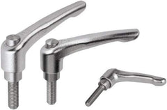 KIPP - 1/4-20, Stainless Steel Threaded Stud Adjustable Clamping Handle - 74.5mm OAL, 45.5mm High - Americas Industrial Supply