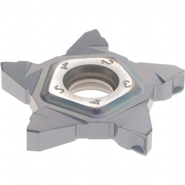 Iscar - PENTA24N318 C IC908 Grade, 0.1252" Cutting Width, Carbide Cutoff Insert - Neutral Lead Angle, 0.0079" Cnr Rad, TiN/TiAlN Coated - Americas Industrial Supply