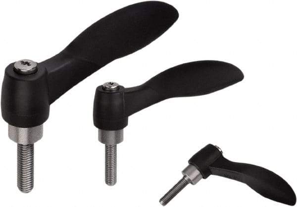 KIPP - M10, Fiberglass Reinforced Plastic & Thermoplastic SEBS Threaded Stud Adjustable Clamping Handle - 74.4mm OAL, 45.2mm High - Americas Industrial Supply