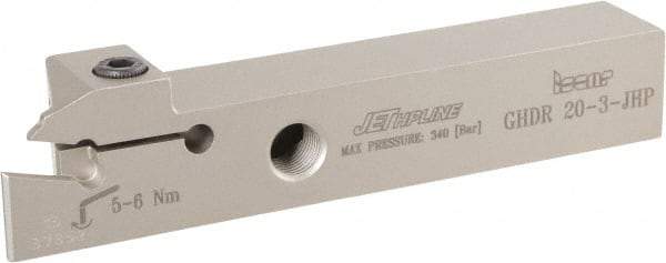 Iscar - GHD, External, Right Hand, 9mm Max Depth of Cut, 2.8 to 4mm Groove Width, Indexable Grooving Tool Holder - GI.., GPV, TIP Insert Compatibility, 20mm Shank Height, 20mm Shank Width, 120mm OAL, Through Coolant - Americas Industrial Supply