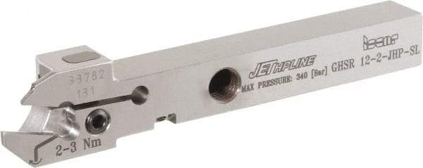 Iscar - GHS, External, Right Hand, 2.2 to 3mm Groove Width, Indexable Grooving Tool Holder - GI.., TIP Insert Compatibility, 12mm Shank Height, 12mm Shank Width, 100mm OAL, Through Coolant - Americas Industrial Supply