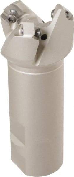 Iscar - 42° Lead Angle, 1.62" Max Cut Diam, 1-1/4" Min Cut Diam, 0.1" Max Depth of Cut, Indexable Chamfer and Angle End Mill - 3 Inserts, 4" Overall Length, Through Coolant, Weldon Flat - Americas Industrial Supply