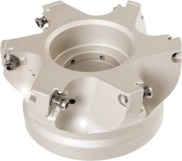 Iscar - 6 Inserts, 100mm Cut Diam, 31.75mm Arbor Diam, 13mm Max Depth of Cut, Indexable Square-Shoulder Face Mill - 50mm High, HM390 TD.T 1505.. Insert Compatibility, Through Coolant, Series HeliIQMill - Americas Industrial Supply