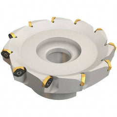 Iscar - 109.4mm Cut Diam, 31.75mm Arbor Hole, 4.6mm Max Depth of Cut, 50° Indexable Chamfer & Angle Face Mill - 7 Inserts, IQ845 SYHU 0704.. Insert, Right Hand Cut, 7 Flutes, Through Coolant, Series DoveIQMill - Americas Industrial Supply