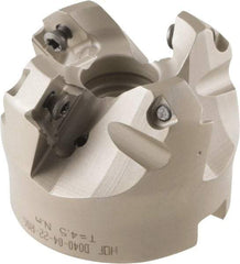 Iscar - 49.4, 50.7, 52.1mm Cut Diam, 22mm Arbor Hole, 8mm Max Depth of Cut, 42° Indexable Chamfer & Angle Face Mill - 4 Inserts, OE.. 060405\xB6OEMW 060405-AETN\xB6REMT 1505-LM-76 Insert, Right Hand Cut, 4 Flutes, Through Coolant, Series Heliocto - Americas Industrial Supply
