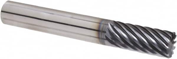 Iscar - 12 Flute Solid Carbide Roughing & Finishing Corner Chamfer End Mill - TiAlN Finish, Straight Shank, 35° Helix, Non-Centercutting, Regular Length - Americas Industrial Supply