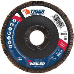 ‎4-1/2″ Saber Tooth Ceramic Abrasive Flap Disc, Angled, Phenolic Backing, 40C, 7/8″ Arbor Hole - Americas Industrial Supply