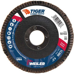 ‎4-1/2″ Saber Tooth Ceramic Abrasive Flap Disc, Angled, Phenolic Backing, 80C, 7/8″ Arbor Hole - Americas Industrial Supply