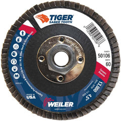 ‎4-1/2″ Saber Tooth Ceramic Abrasive Flap Disc, Angled, Phenolic Back,60C, 5/8″-11 UNC Nut - Americas Industrial Supply