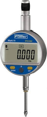 Fowler - 0 to 25mm Range, 0.0005" Graduation, Electronic Drop Indicator - Center Lug Back, Accurate to 0.0004", Inch & Metric System, LCD Display - Americas Industrial Supply