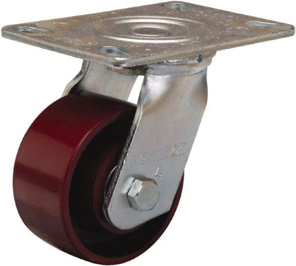 Hamilton - 4" Diam x 2" Wide x 5-5/8" OAH Top Plate Mount Swivel Caster - Cast Iron, 900 Lb Capacity, Sealed Precision Ball Bearing, 4-1/2 x 6-1/4" Plate - Americas Industrial Supply