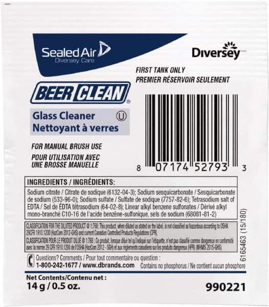 Diversey - 0.50 oz Packet Unscented Glass Cleaner - Use on Beverage Glass - Americas Industrial Supply