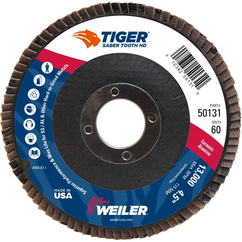 ‎4-1/2 Saber Tooth High Density Ceramic Abrasive, 60C, 7/8″ Arbor Hole - Americas Industrial Supply